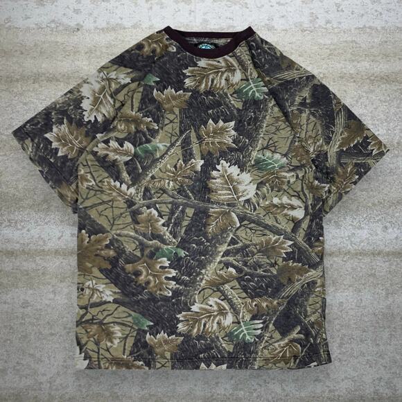 Vintage Hunting Camo Shirt Cotton Short Sleeve Woodland Master Sportsman 90s - Picture 1 of 5
